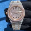 Zegarek arabski Diamond Wysokiej jakości wersje V2 lodowe zegarek automatyczny 41 mm srebrny różowy złoto dwuosobowy wodoodporny 904L Starele189X