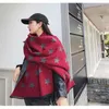 Sciarpa Tippet Poncho da donna con stampa stelle grigio rosso invernale Scialle da donna in finto cashmere scialle in misto lana Stola invernale da donna310Q