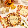 400 Pcs Thanksgiving Disposable Tableware Set for Autumn Dinner Party