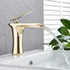 Bathroom Sink Faucets Vidric Golden Waterfall Faucet Basin Mixer Single Handle Kitchen Cold And Water Tap Chrome W