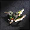 Spille Spille Alla moda con strass Goccia di olio Spilla selvaggia Animale a forma di uccello Pin Cor Gioielli per le donne Consegna Dha6C