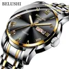 BELUSHI лучший бренд, мужские часы из нержавеющей стали, деловые часы с датой, водонепроницаемые светящиеся es, мужские роскошные спортивные кварцевые наручные часы 220117258y