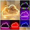 LED Strings Cloud Design Neon Sign Night Light Art Lumières décoratives Lampe murale en plastique pour enfants Chambre de bébé Éclairage de vacances Fête de Noël Dhhdx