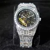 Hip Hop plein diamant glacé hommes montres haut de gamme de luxe en acier étanche homme montre hommes horloge Relogio Masculino2526