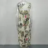 Casual klänningar vacker sommar maxi klänning blommor tryckt lapptäcke blommor mönster lady pullover kvinnor plagg