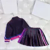 trainingspakken designer jurk past voor meisjes maat 110-160 cm 2 stuks kleurrijke hot diamant brief semi-rits trui en rok okt05
