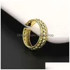 Clusterringen Goud Gevlochten Voor Vrouwen Mannen Roestvrij Staal Gedraaid Touw Ring Spiraal Holle Open Brede Bands Vinger Accessoires Sieraden Dr Dhxjv