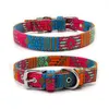 Dog Collars Leashes Collar Fashion Canvas Colorf Print調整可能なピンバックルリングペット用品