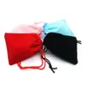 100 st 5x7cm Velvet Drawstring Pouch Bag Jewelry Bag Wedding Presentväskor Puches Black Red Pink Blue 4 Colors248k