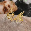 バックイヤリングHuitan Chic Leaf Shaped Clip On for Women Nonpiercing Ly Ear Cuffs Metal Silver Color/Gold Color Trend Jewelry