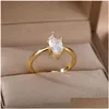 Pierścienie proste kryształowe serce małżeństwo złota nośna dla kobiet vintage cyrkon geometryczny otwarty palcem kobietę biżuterię zaręczynową Drop de dhv2q