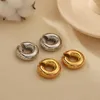 Hoop Earrings Chunky Ear Cuff 18K Gold Plated Stainless Steel Minimal Thick Hollow Statement For Women