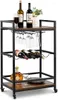 Carpets Bar Cart Serving With Wheels Industrial Style Wine For Home Kitchen & Dinning Room Rustic Brown