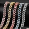 Catena Colore Cuban Link 9Mm Zirconia Braccialetti da uomo Gioielli 7 8 9 10 pollici Bracciale elettrolitico Hip Hop per uomini e donne Party Drop D Dhpj1