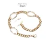 Luxury Design Bangles Brand Letter Bracelet Chain Famous Women 18K Gold Plated Crysatl Rhinestone Pearl Wristband Link Chain Gifts305r