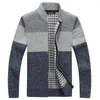 남자 후드 mens 겨울 따뜻한 두꺼운 모피 줄 짜여진 스웨터 collared 코트 재킷 스웨트 셔츠 스티칭 컬러 블록 스탠드 칼라 코트