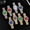 Hip Hop Full Ice Out Luxury Date Quartz Wrist Moderna klockor för män Kvinnor Fashion Jewelry Gift263T