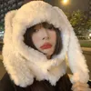 M672 mignon grand lapin oreille fourrure chapeau pour les femmes doux en peluche casquettes hiver épais chaud Rafa Beanie oreille Protection cou plus chaud chapeaux