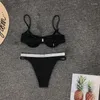 Mulheres de banho mulheres sexy remendado push up de duas peças maiôs bandagem maiô monokini bikini 2023 mujer underwire conjunto