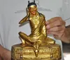 Dekorativa figurer gamla Tibet Buddhism Temple Bronze Glilt Milarepa Arhat Buddha Statue