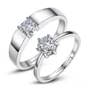 J152 S925 Sterling Silber Paar Ringe mit Diamant Mode Einfache Zirkon Paar Ring Schmuck Valentinstag Geschenk Dropship2340