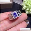 Cluster Ringen Natuurlijke Tanzanite Ring 925 Sier Womens Eenvoudige Sfeer Elegante 4X6Mm Drop Levering Sieraden Dhiqc