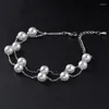 Strand LEEKER Bracelets de perles pour femme élégant 2 couches chaîne or Rose argent couleur accessoires de mariage Bijoux de plage Bijoux 061 LK4