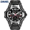 Smael nova moda dupla tempo led relógio digital masculino cronógrafo à prova dwaterproof água casual esporte relógios de quartzo saat relogio masculino 2217k