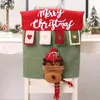 Christmas Chair Back Covers Set of 6, 3D Cute Santa Claus Snowman Reindeer Xmas Dinner Chair Covers, Christmas Chair Slipcovers for Dining R
