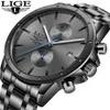 Lige Watches Mens Top Brand Luxury rostfritt stål kvartsklocka för män vattentät sport kronograf manlig klassisk klocka 210609311c