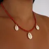 Pendant Necklaces Classic Versatile Natural Shell Necklace Handmade Red Lake Blue Rice Beads Collar Travel Vacation Beach Accessories