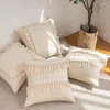 Pillow Cases Style Linen Tassels Cover Throw With Cotton 18x18inch Home Solid Decorative Boho Pillows