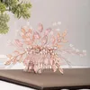 Hair Clips Rose Gold Color Crystal Pearl Flower Leaf Comb Clip Hairpin Headband For Women Bride