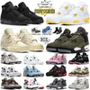 Nike Air Jordan 4 Retro Basketball Shoes 4s IV Jumpman Off White Sail Military Black Cat Red Thunder Travis Scott Kaws Grey PSG Men Women OG Sneakers With Box