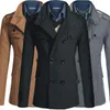 Men's Trench Coats 2024 Windbreaker Autumn And Winter Lapel Woolen Coat Double Breasted To Keep Warm