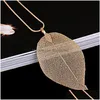 Pendant Necklaces Classic Leaf Necklace Feather Long Sweater Chain Statement Jewelry Choker For Women Leaves Drop Delivery Pendants Dh8Ge