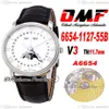 OMF Villeret Função complicada A6554 Relógio automático de homens V3 40mm 6654-1127-55B CASA DE AÇO Branco Dial Silver Roman Markers BLAC228Y