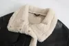 Women's Leather Winter Coat Streetwear Faux Lamb Fur Lapel Crop Jacket Autumn Female Moto Biker Warm Sheepskin Outwear