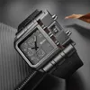 Oulm Brand Original Unique Design Square Men Wristwatch Wide Big Dial Casual Leather Strap Quartz Watch Male Sport Watches Y190514275V