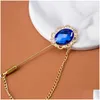 Pins Brooches Fashion Court Style Round Crystal Chain Brooch For Women Girls Scarf Geometric Badge Pin Jewelry Birthday Gifts Drop Del Dhyab