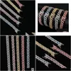 Chaîne 5 couleurs pour Optopns 9 mm 78 pouces plaqué or micro broche réglage CZ bracelet cubain lien bijoux pour hommes9236536 livraison directe bijoux Dh1Hc