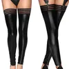 Black PU Leather Thigh High Stockings For Women Plus Size Pole Dance Sexy Lingerie Nightclub Party Sexy Stockings Latex Hosiery278S