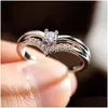 Ringen 2022 Sier Kleur Kubieke Zirkoon Engagement Klassiek Voor Vrouwen Elegant Cadeau Eenvoudige Strass Ring Sieraden Drop Delivery Dhohd