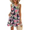 Casual Dresses Summer Fashion Women's Beach Floral T-shirt Sundress Sleeaveless Pockets Loose Overdimensionerad tankklänning för kvinnor