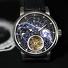 Universe Earth Tourbillon Men Moon Phase Super Luminous Dial Sport Man Automatisk Toubillon Mekaniska klockor Milky Way Space Wris244h