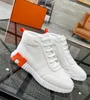 Luxury Men 2023 High top Bouncing sneakers Calf Leather White Black Lightweight Rubber Sole Lift Comfort Stripe Skateboard Walking Size38-46