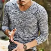 Męskie koszule 2023 Summer Men Clothing Fashir Tshirt Zagraniczne mężczyzn Casual Long Rleeve Tops V Neck Slim Tees Shirt