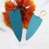 Dangle Earrings Natural Blue Copper Handmade Hammered Art Geometric Women's Tapered Triangle Boho Style Jewelry