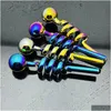 Rökande rör Glass Pipe Oil Burner Bong Hosah Electropated Colorf Mti Spiral Smoke Pot Drop Delivery Home Garden Hushåll Sundri DH8KN