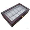 Factory 12 Grids Rectangle 33 20 8 5cm Högkvalitet Kvalitetsklocka Lagring Boxescases Windows Watch Box Watch S Displa308N